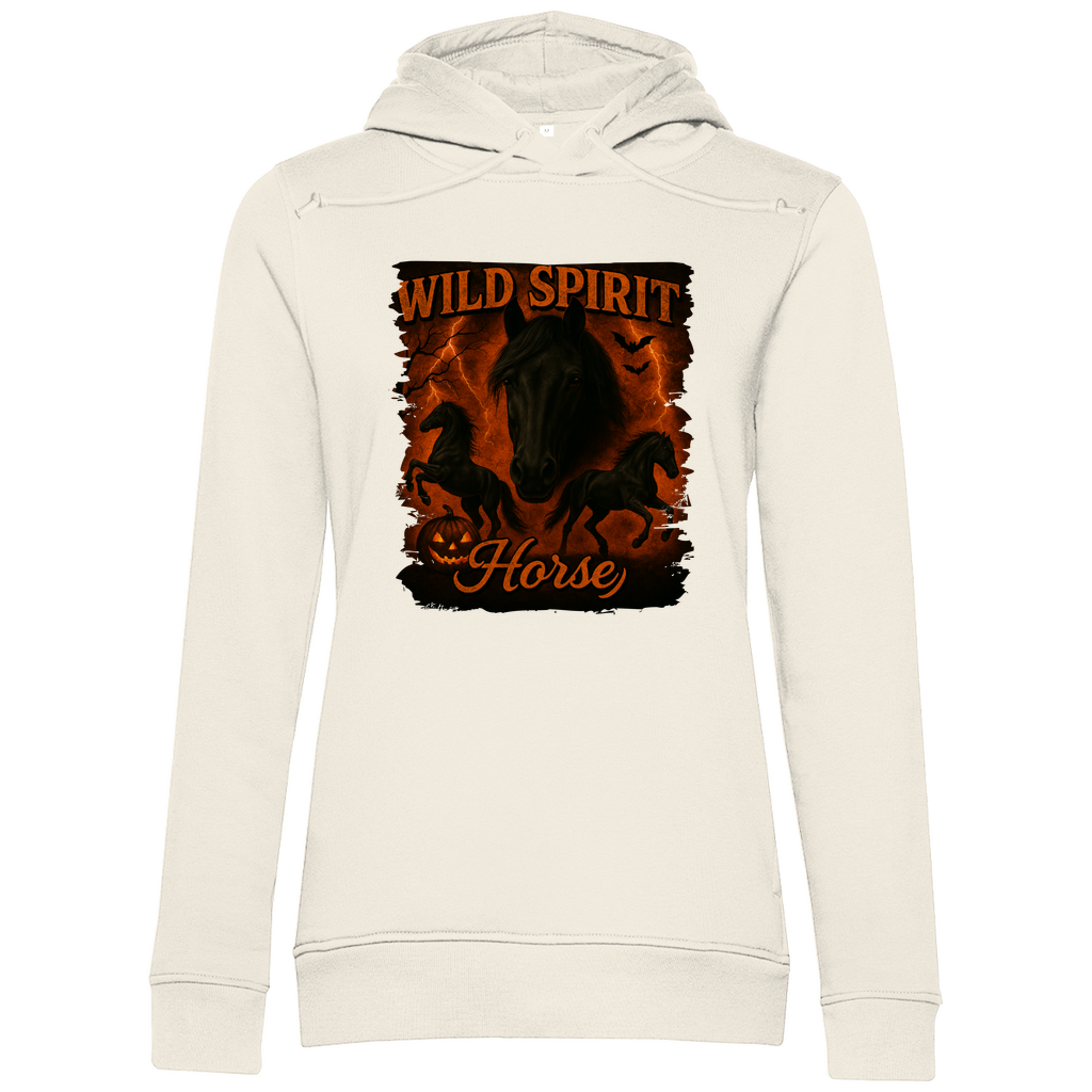 Black & Fire Horse - Bio-Hoodie für Damen