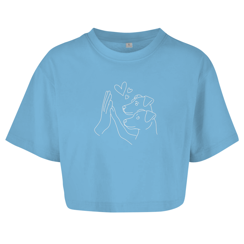 Damen Oversize Crop Top Doppeltes Glück