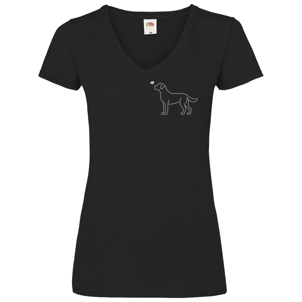 Labrador mit Herz - V-Shirt für Damen