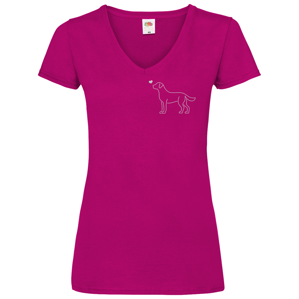 Labrador mit Herz - V-Shirt für Damen