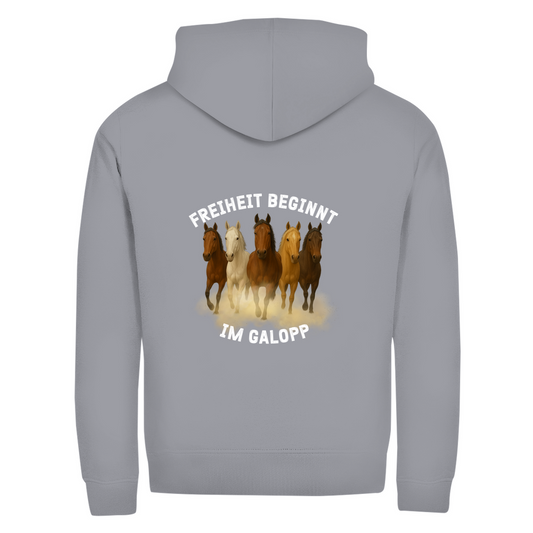 Galopp ist Freiheit- Zipper-Hoodie Unisex | Rückendruck