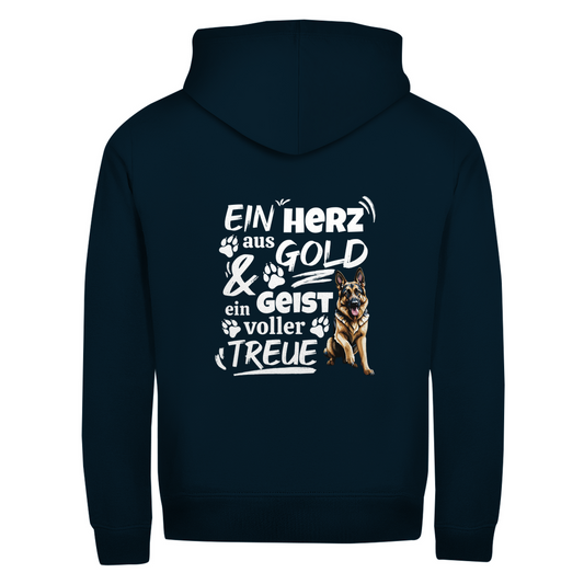 Herz aus Gold- Zipper-Hoodie Unisex | Rückendruck