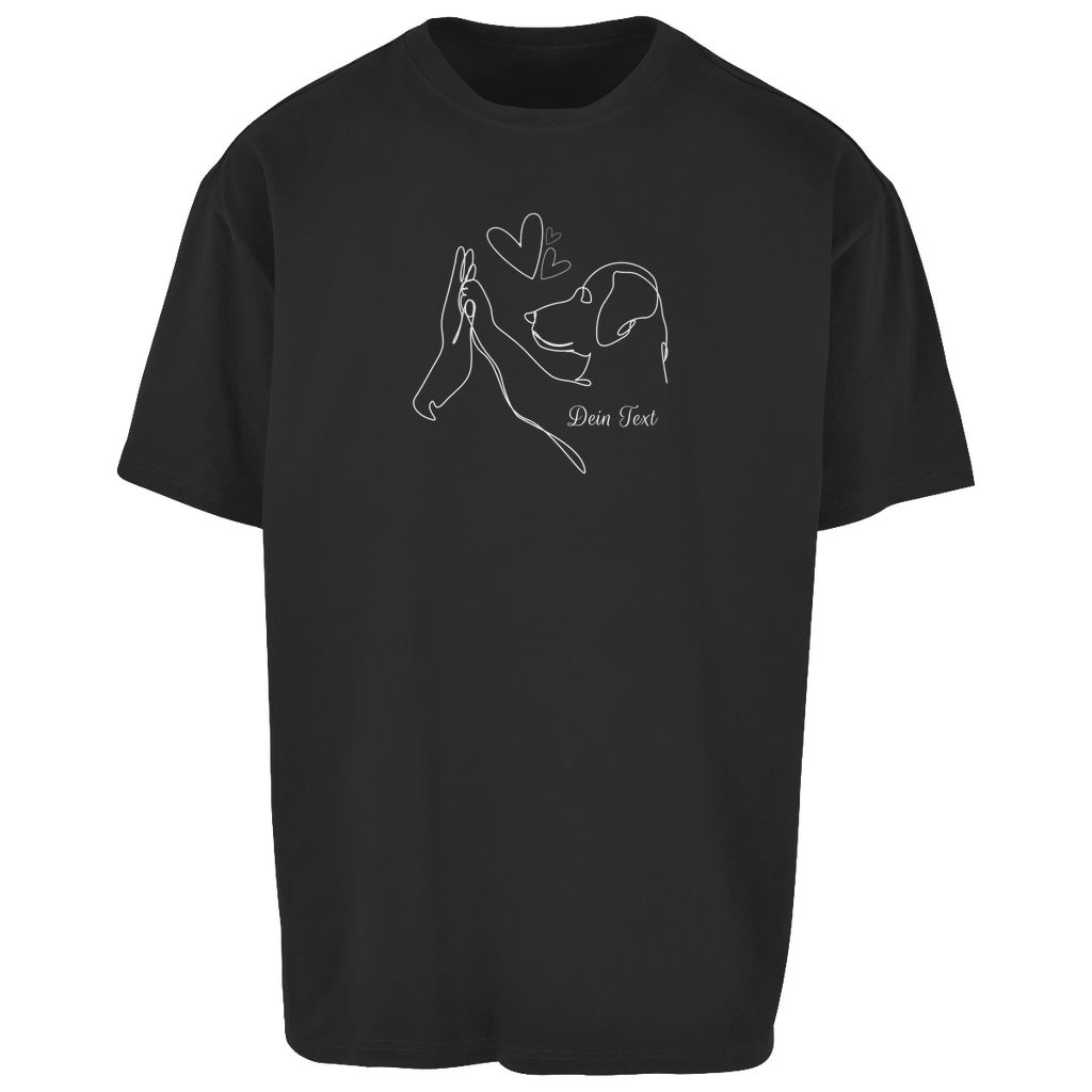 Personalisiertes Wahre Liebe Oversize T-Shirt von Herz & Pfötchen aus 100 % Baumwolle mit individuellem Hundemotiv und Wunschtext, Unisex, in Schwarz – ideales Geschenk für Hundeliebhaber.