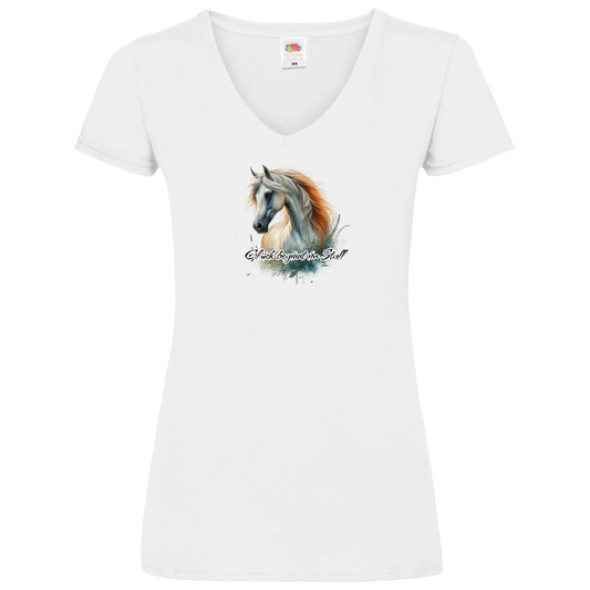 Glück beginnt im Stall - V-Shirt für Damen