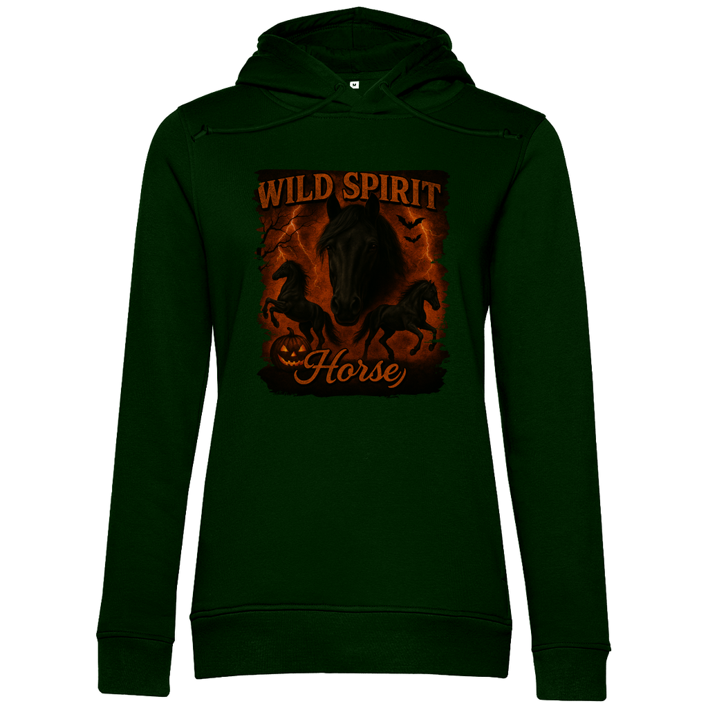 Black & Fire Horse - Bio-Hoodie für Damen