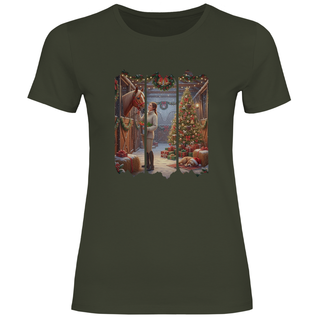 Weihnachtszauber im Stall - T-Shirt für Damen