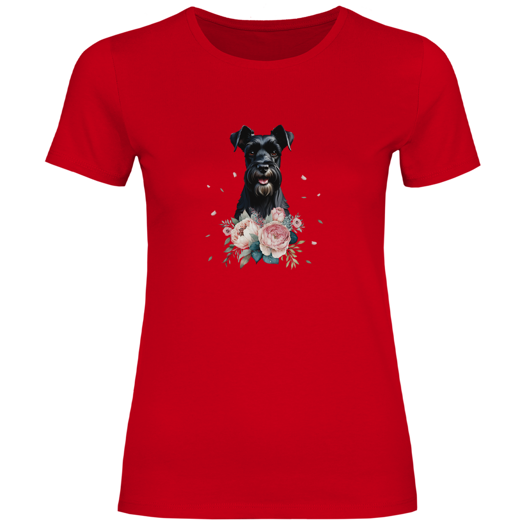 Damen T-Shirt Flower Schnauzer