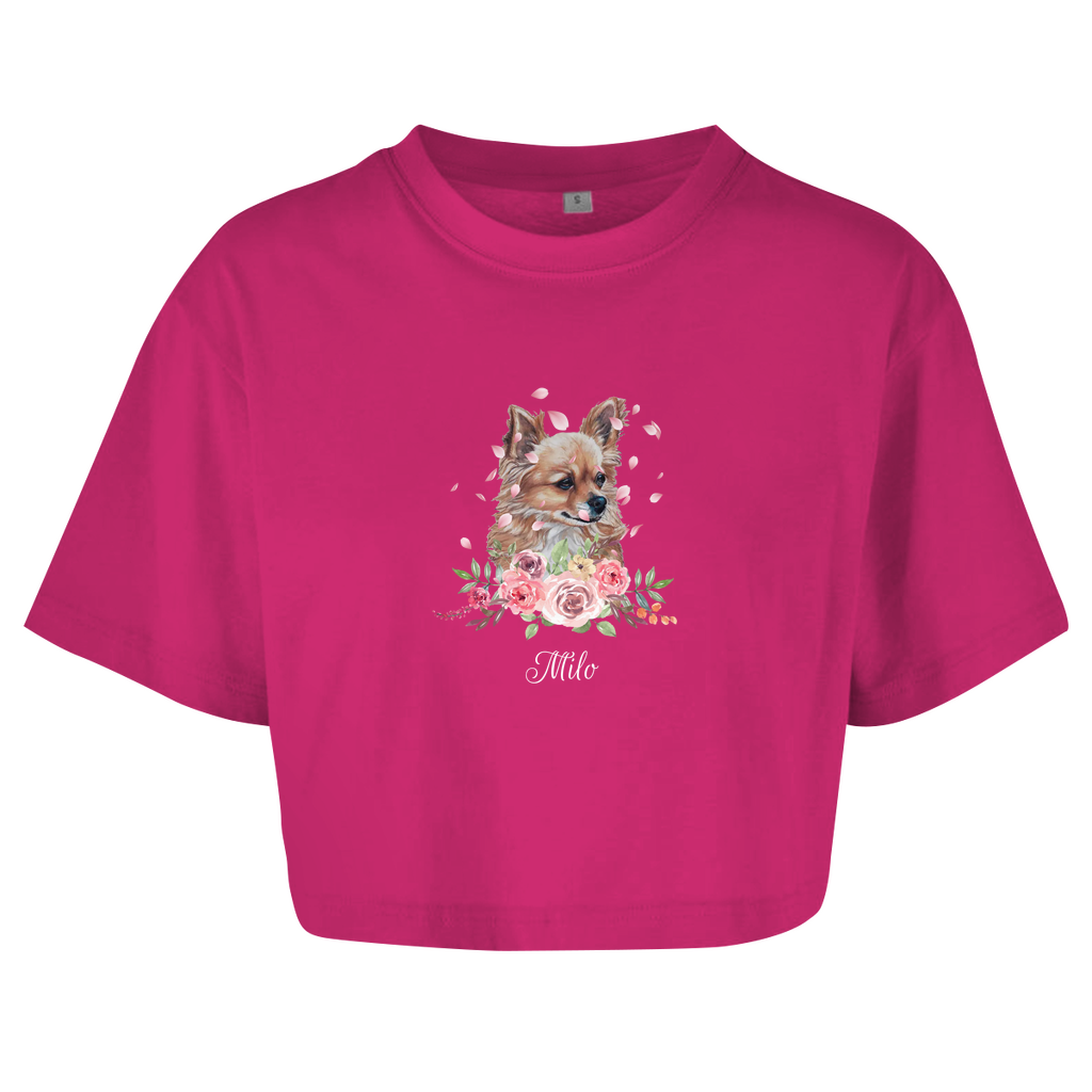 Flower Chihuahua - Oversize Crop Top - Dein Wunschtext