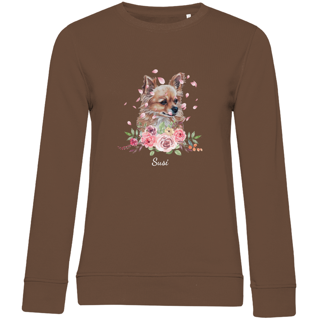 Flower Chihuahua- Bio-Sweatshirt für Damen-Dein Wunschtext