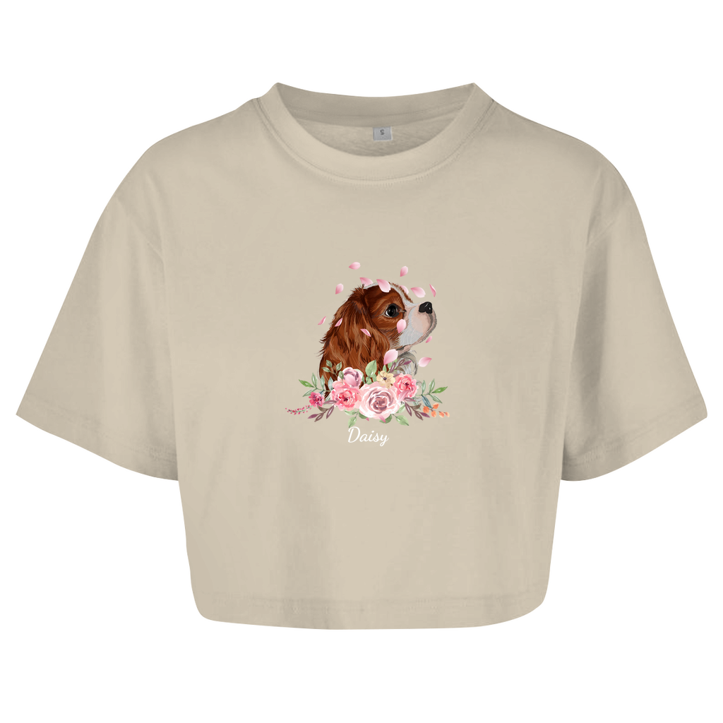 Flower Cavalier King Charles - Oversize Crop Top-Dein Wunschtext