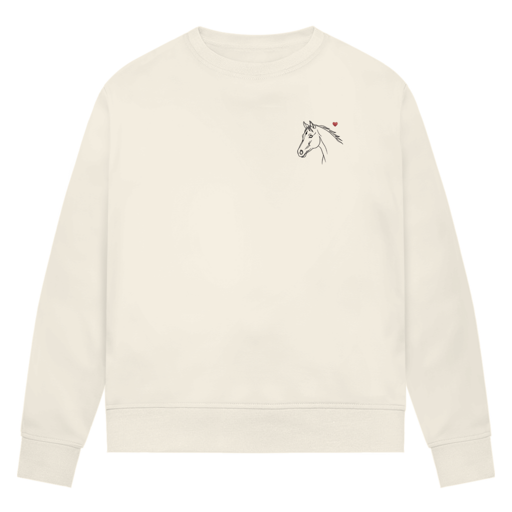 Herzenspferd - Bio-Sweatshirt für Damen |Brustmotiv