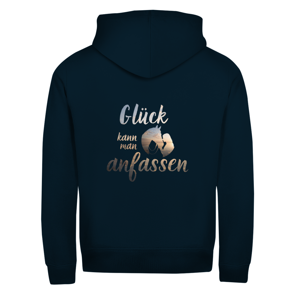 Glück - Zipper-Hoodie Unisex | Rückendruck