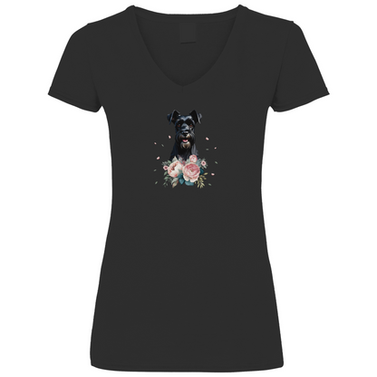 Flower Schnauzer - V-Shirt für Damen