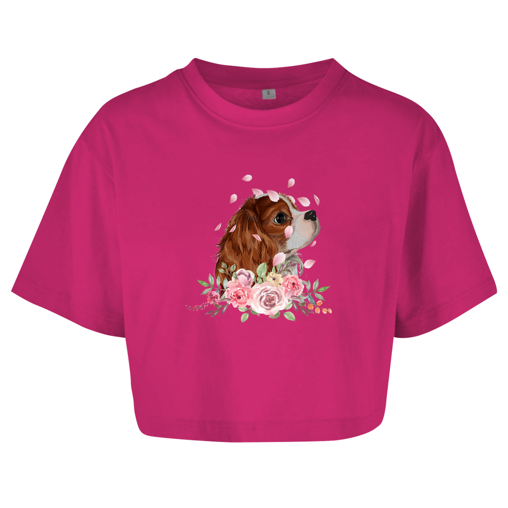 Flower Cavalier King Charles - Oversize Crop Top für Damen