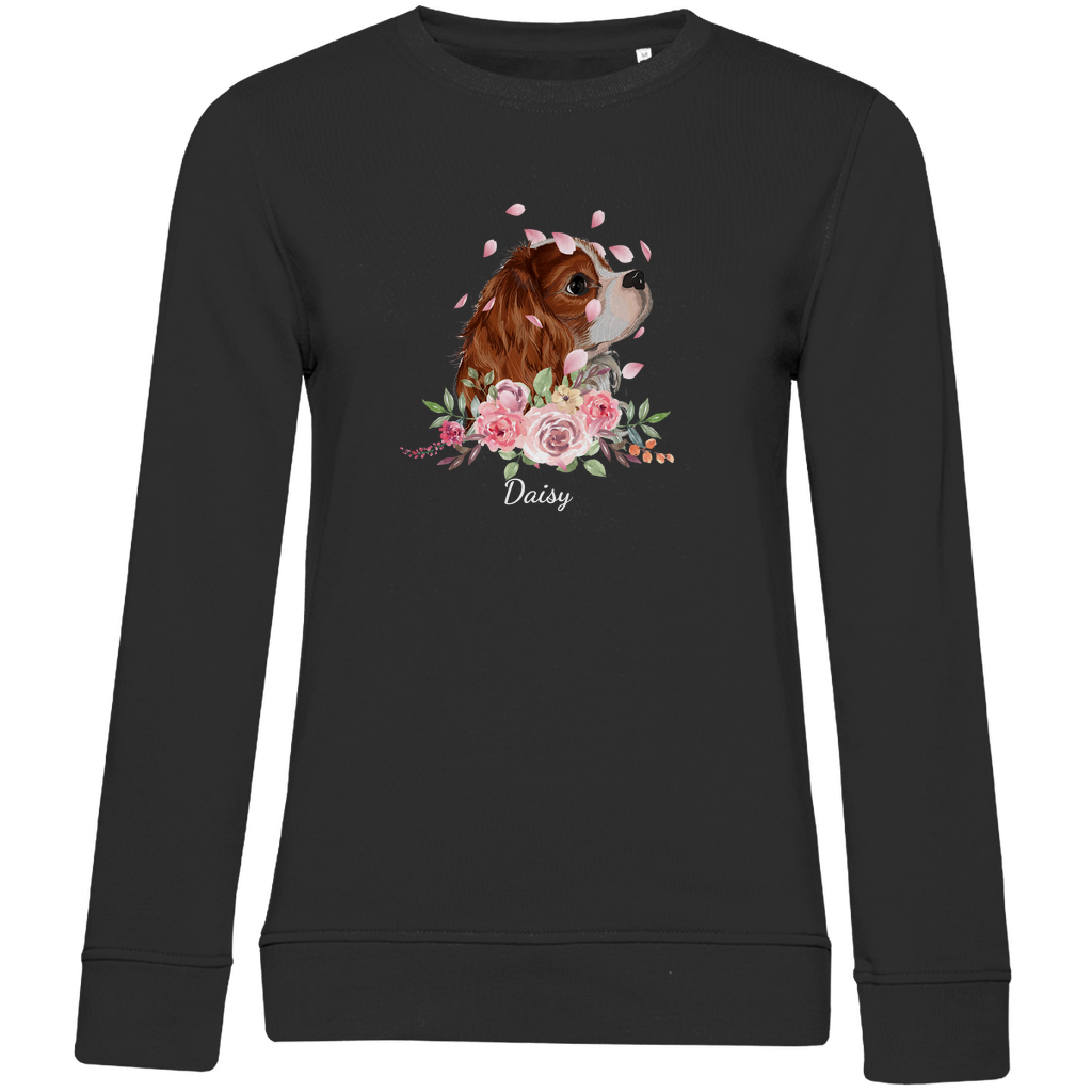 Flower Cavalier King Charles - Bio-Sweatshirt für Damen-Dein Wunschtext