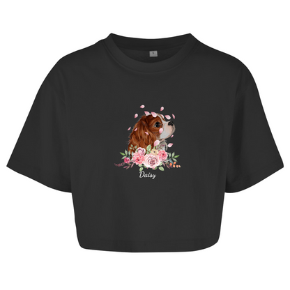 Flower Cavalier King Charles - Oversize Crop Top-Dein Wunschtext