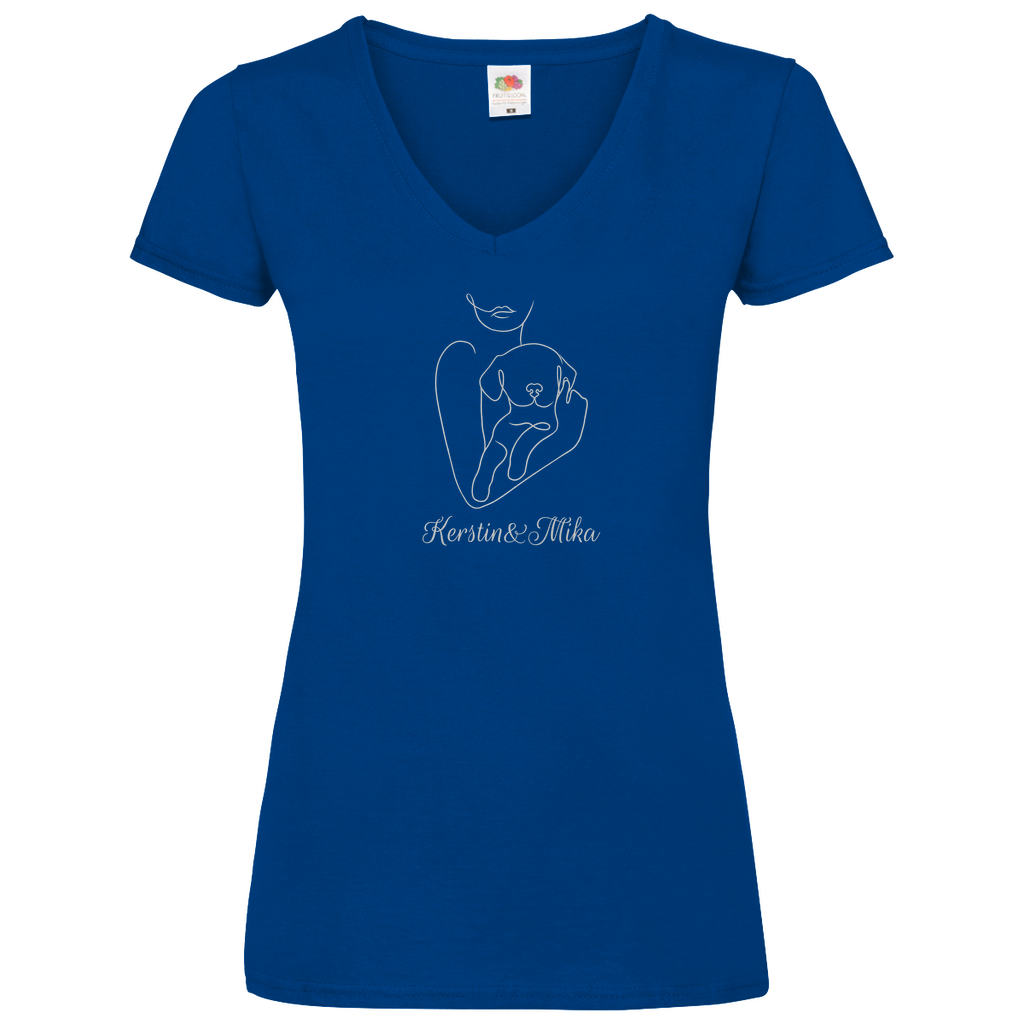 Welpenliebe - V-Shirt für Damen - Dein Wunschtext