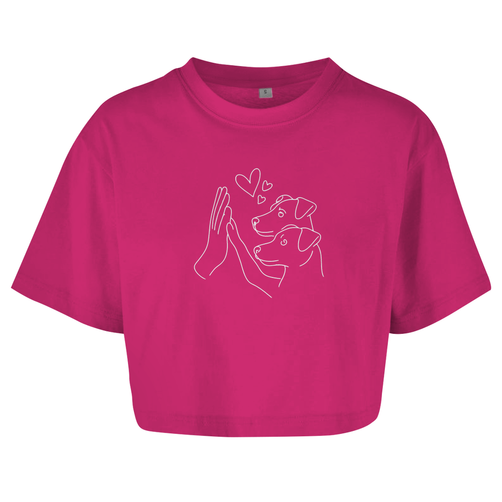 Damen Oversize Crop Top Doppeltes Glück