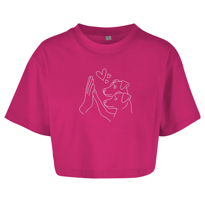 Damen Oversize Crop Top Doppeltes Glück