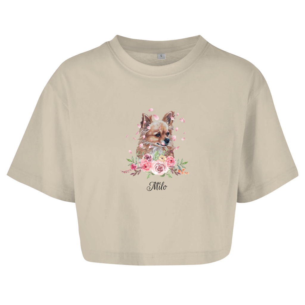 Flower Chihuahua - Oversize Crop Top - Dein Wunschtext