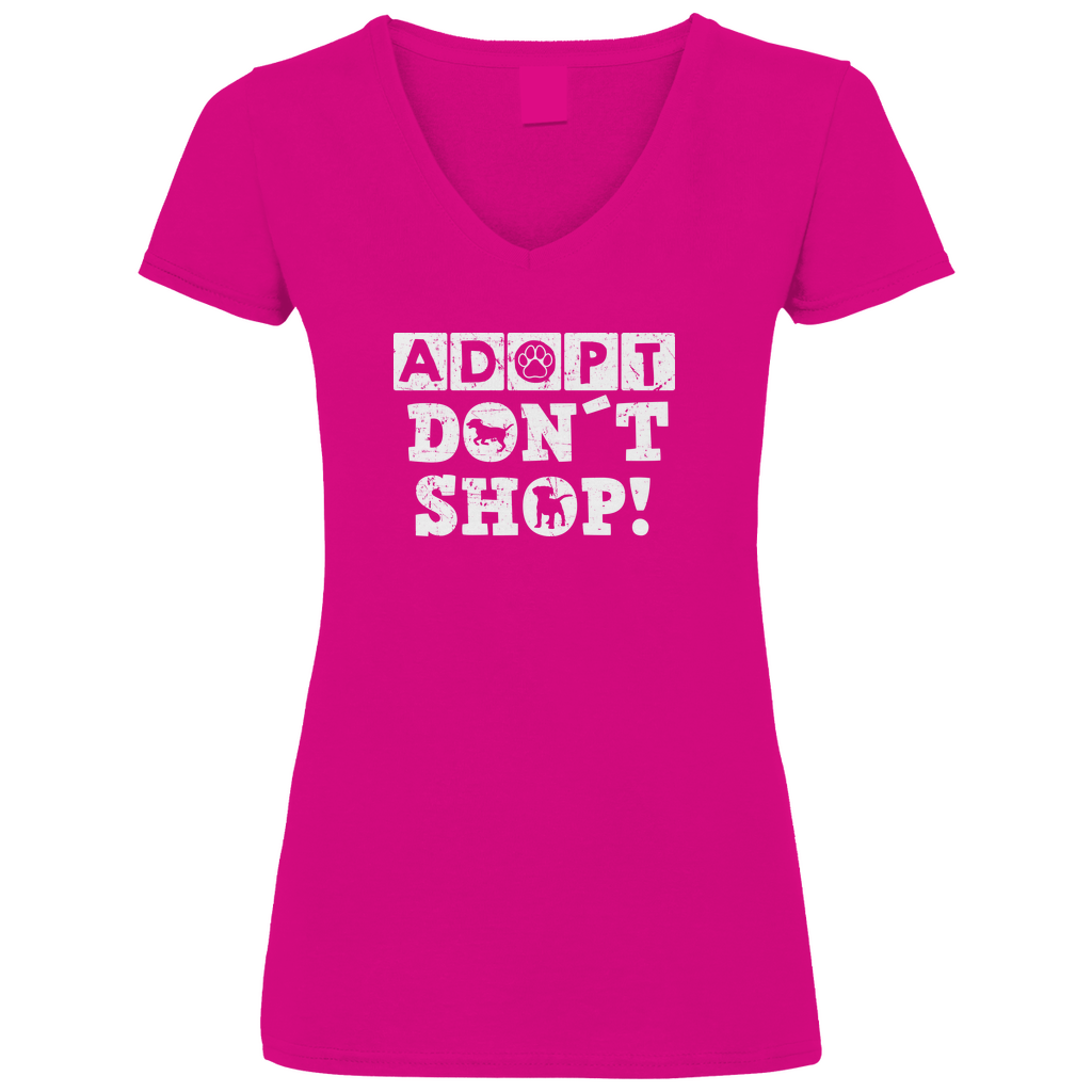 Adopt Don't Shop - V-Shirt für Damen