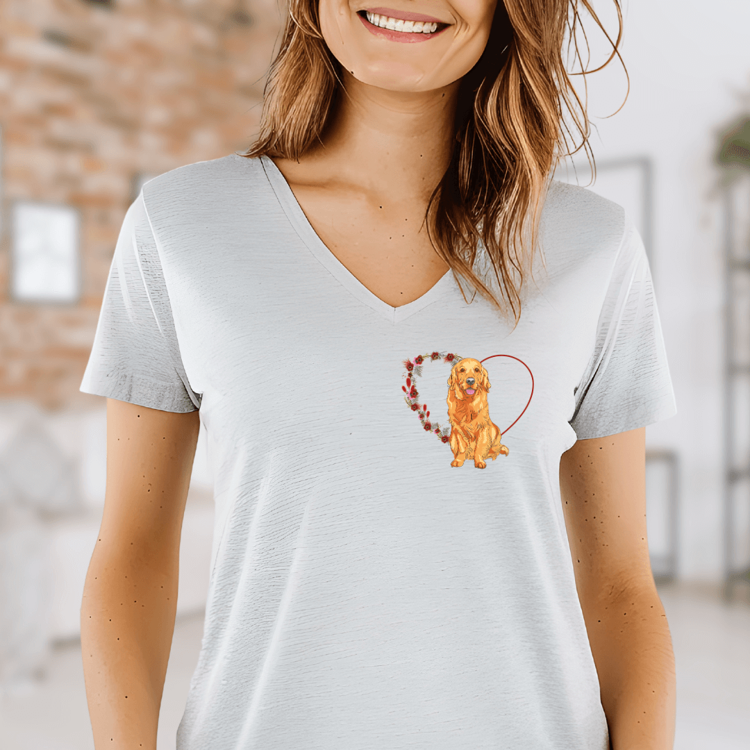 Blumenherz - V-Shirt für Damen