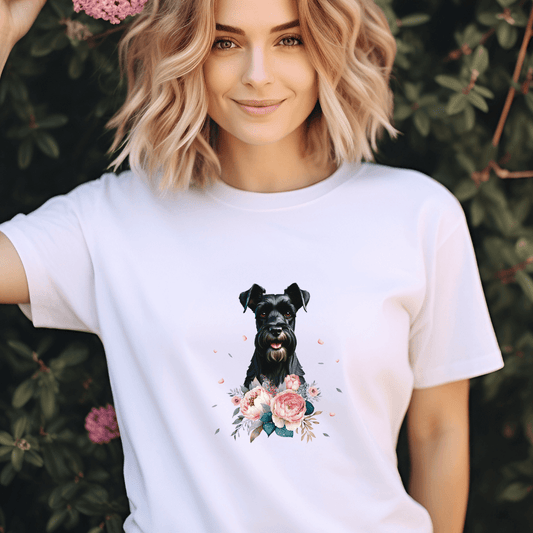 Damen T-Shirt Flower Schnauzer