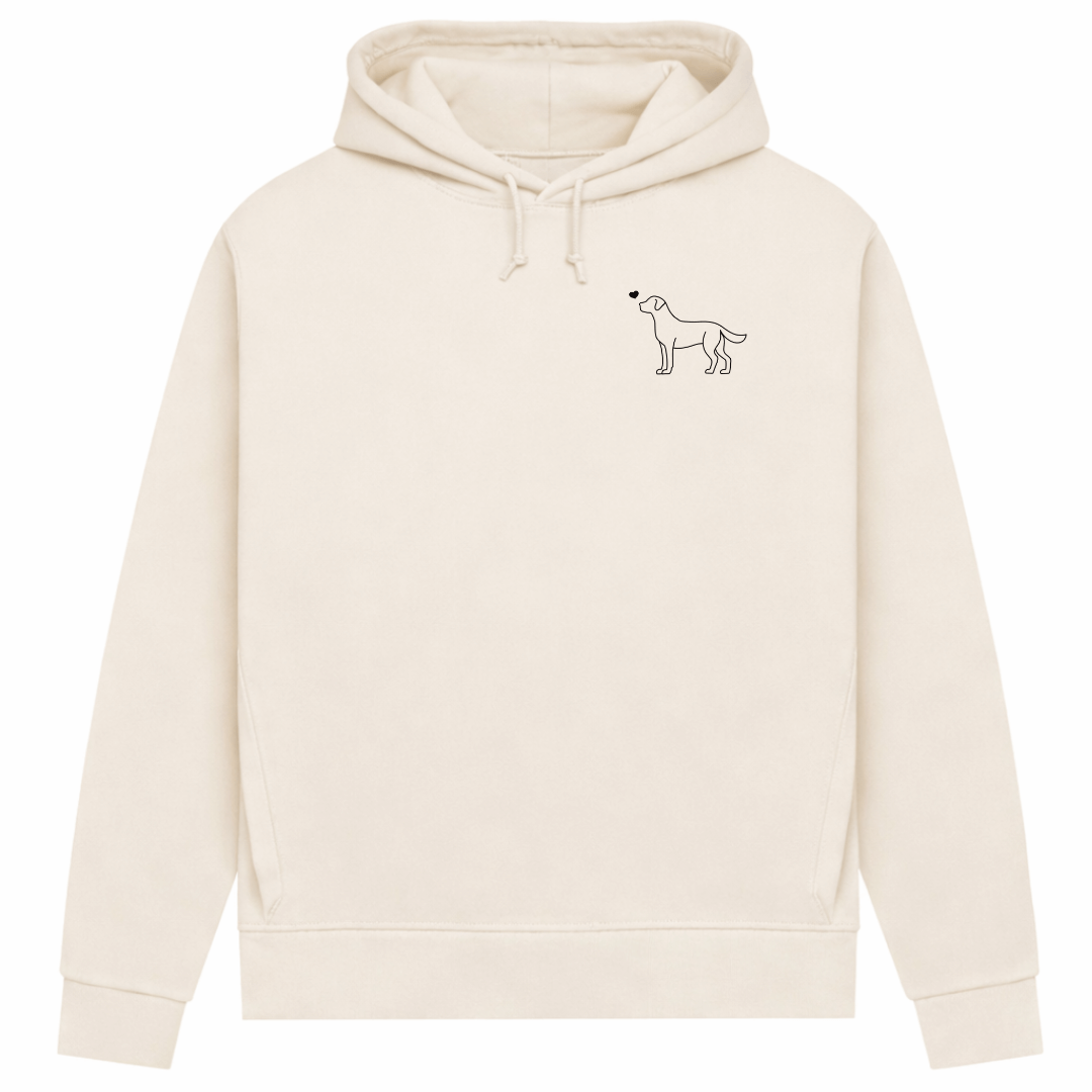 Labrador mit Herz– Hoodie aus Bio-Baumwolle für Damen
