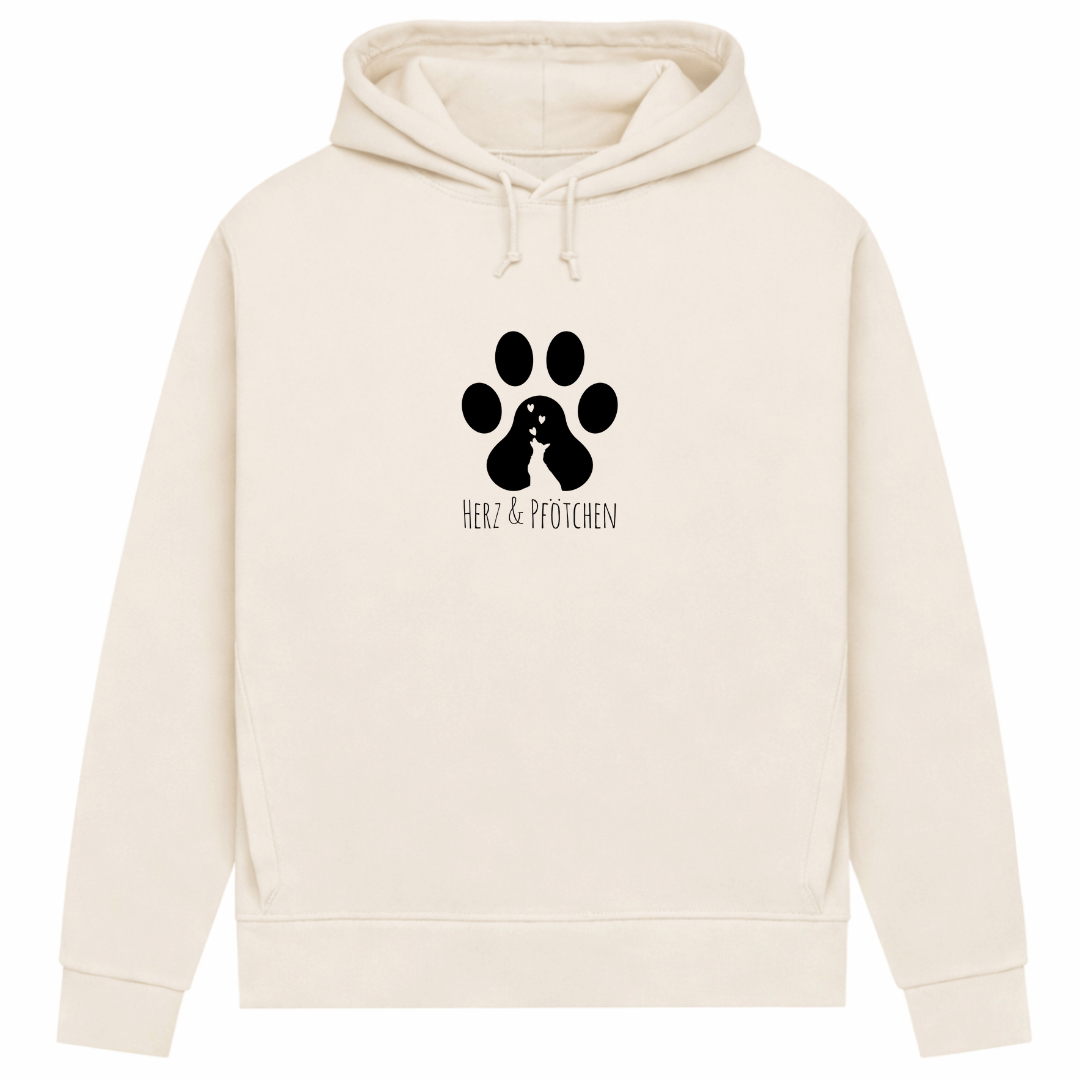 Herz und Pfötchen– Hoodie aus Bio-Baumwolle für Damen