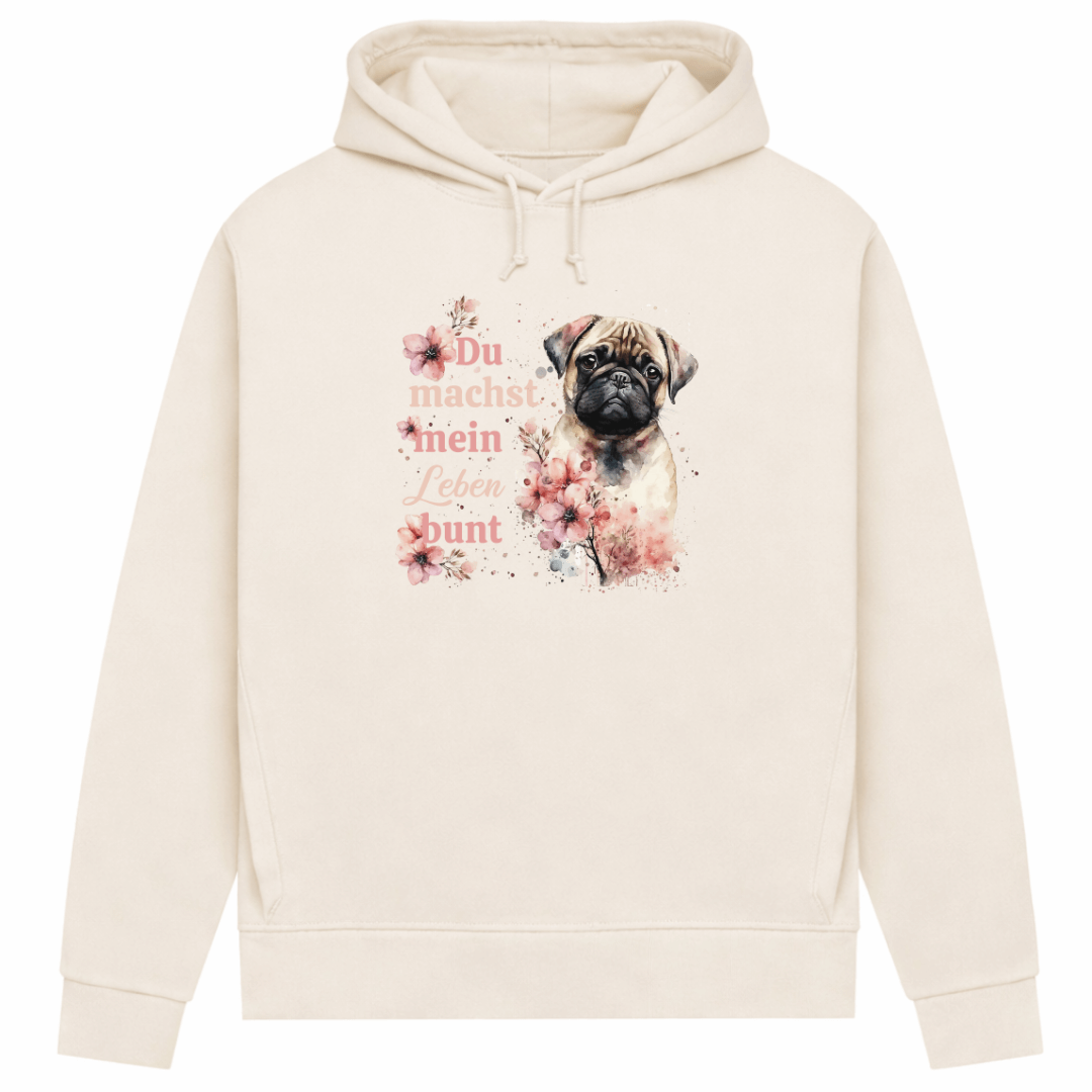 Pastell Mops – Hoodie aus Bio-Baumwolle für Damen
