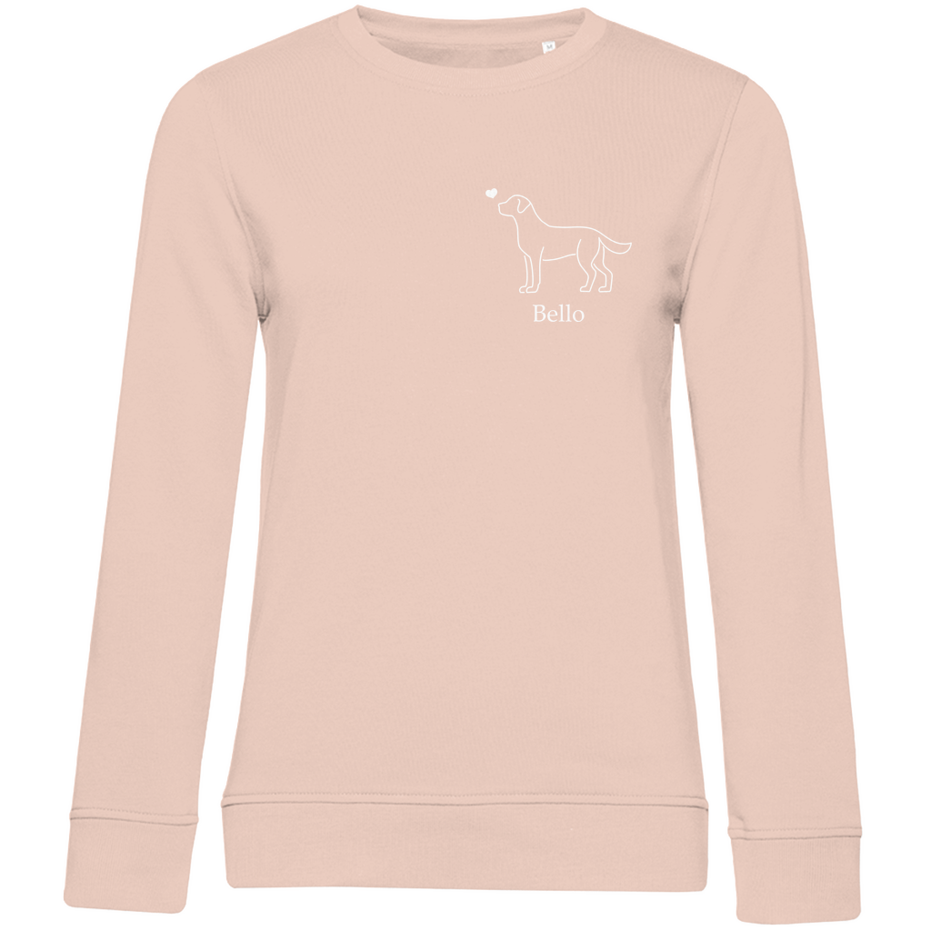 Labrador mit Herz- Bio-Sweatshirt für Damen-Dein Wunschtext