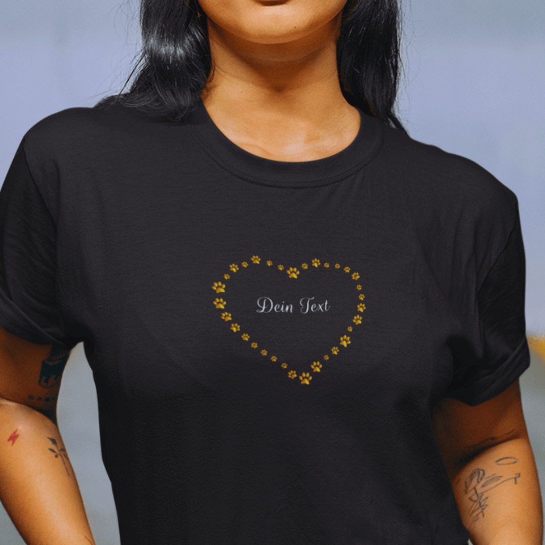 Pfötchenherz T-Shirt für Damen-Dein Wunschtext