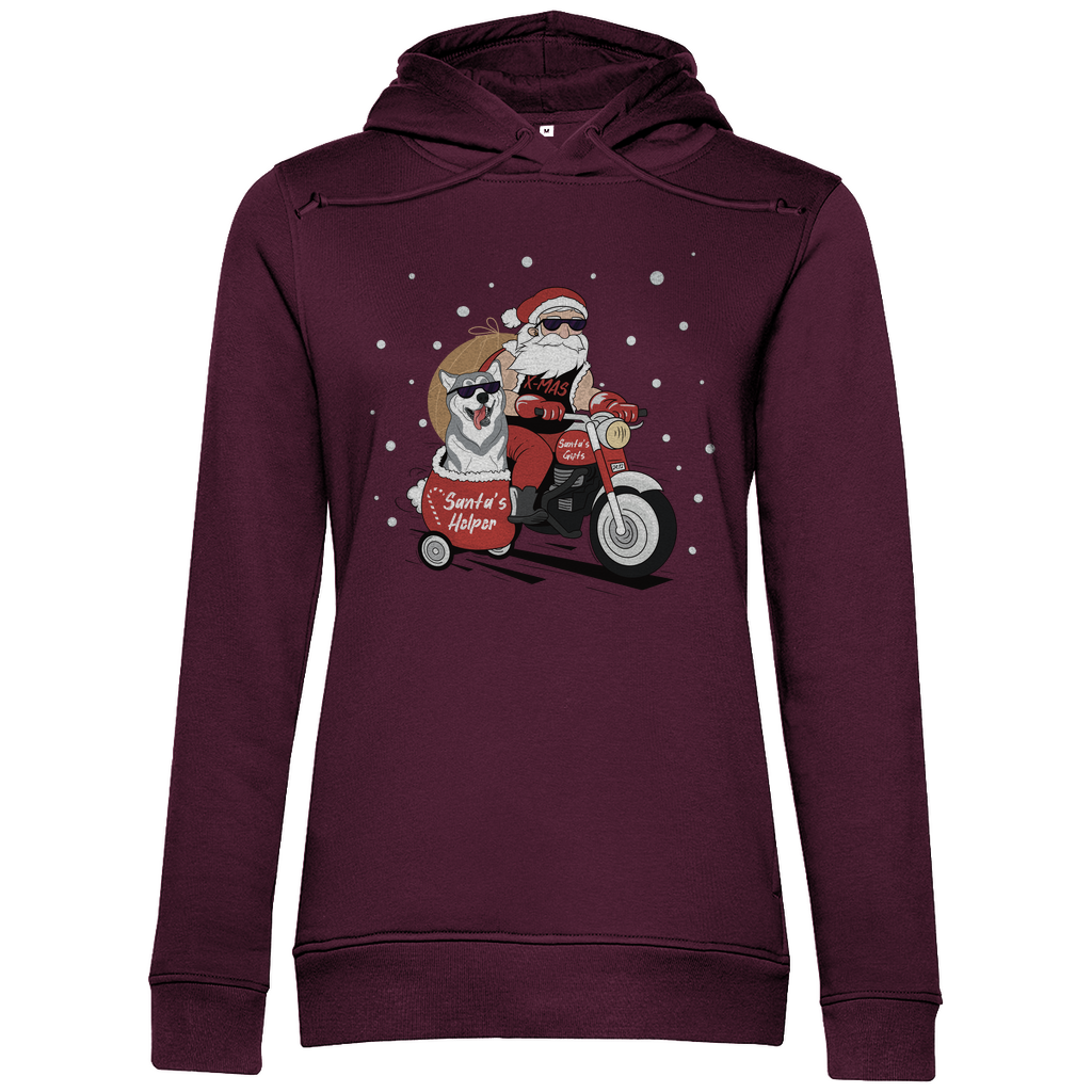 Biker Santa- Bio-Hoodie für Damen-Weihnachten