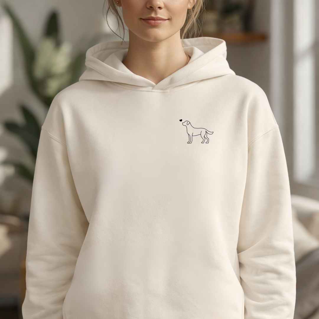 Labrador mit Herz– Hoodie aus Bio-Baumwolle für Damen