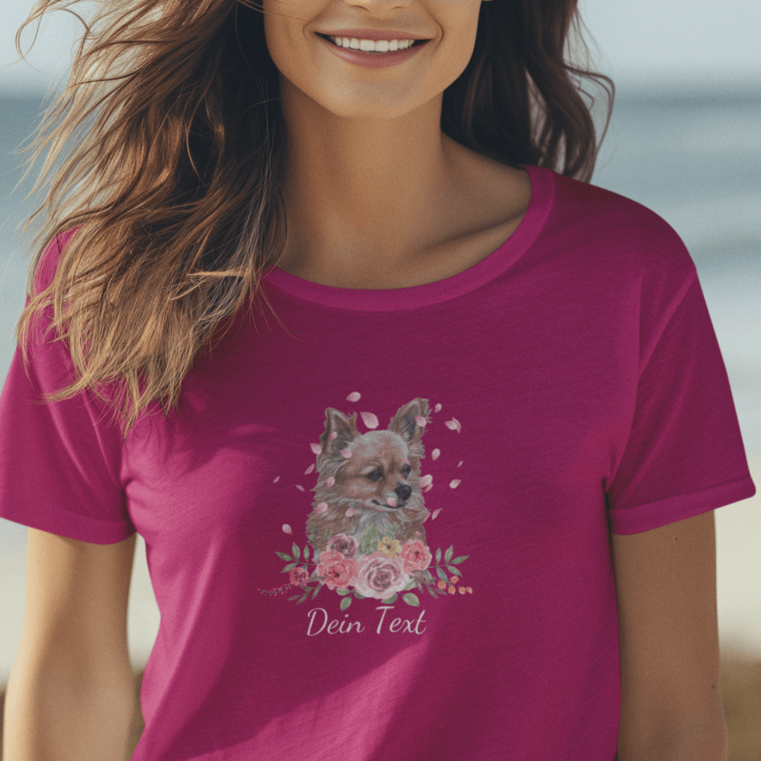 Flower Chihuahua - T-Shirt für Damen-Dein Wunschtext