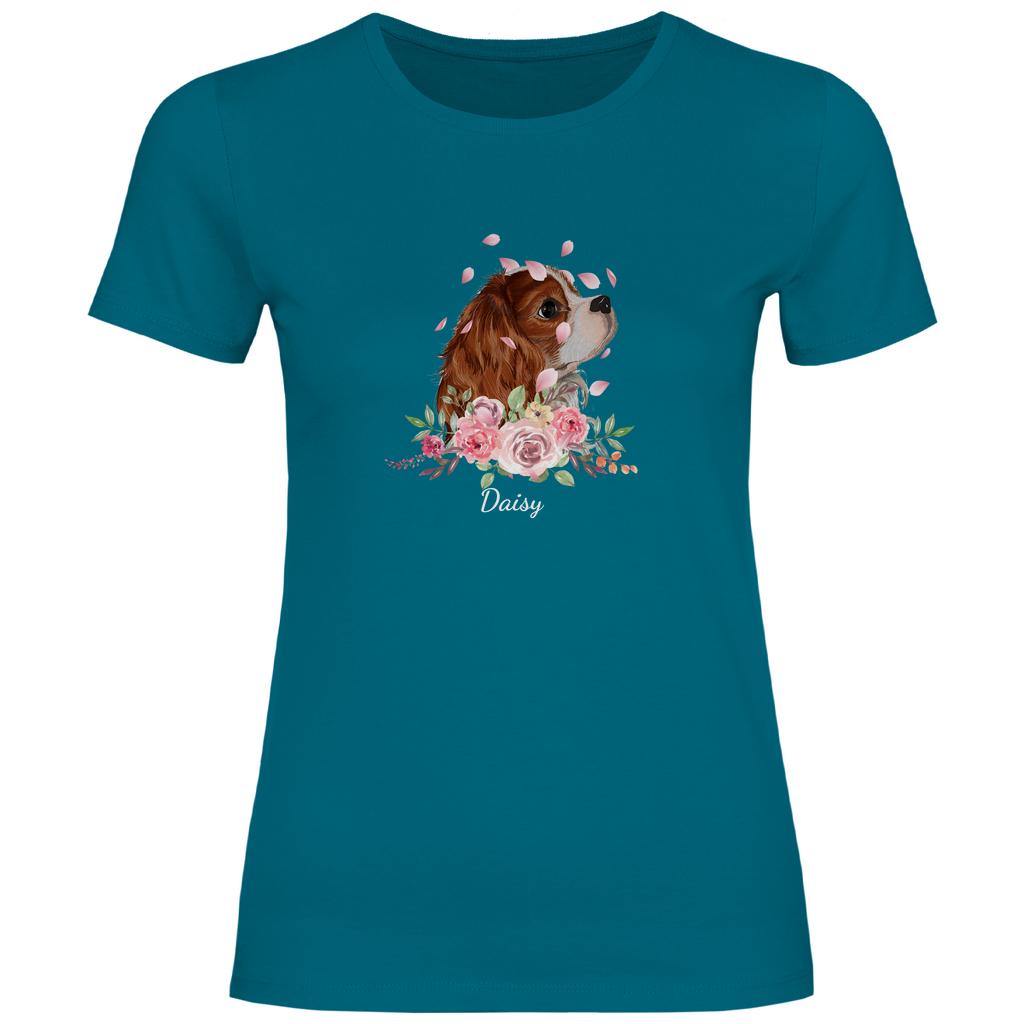 Flower Cavalier King Charles - T-Shirt für Damen-Dein Wunschtext