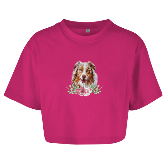 Flower Australian Shepherd - Oversize Crop Top für Damen