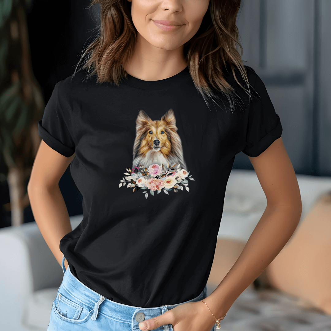 Flower Sheltie - T-Shirt für Damen