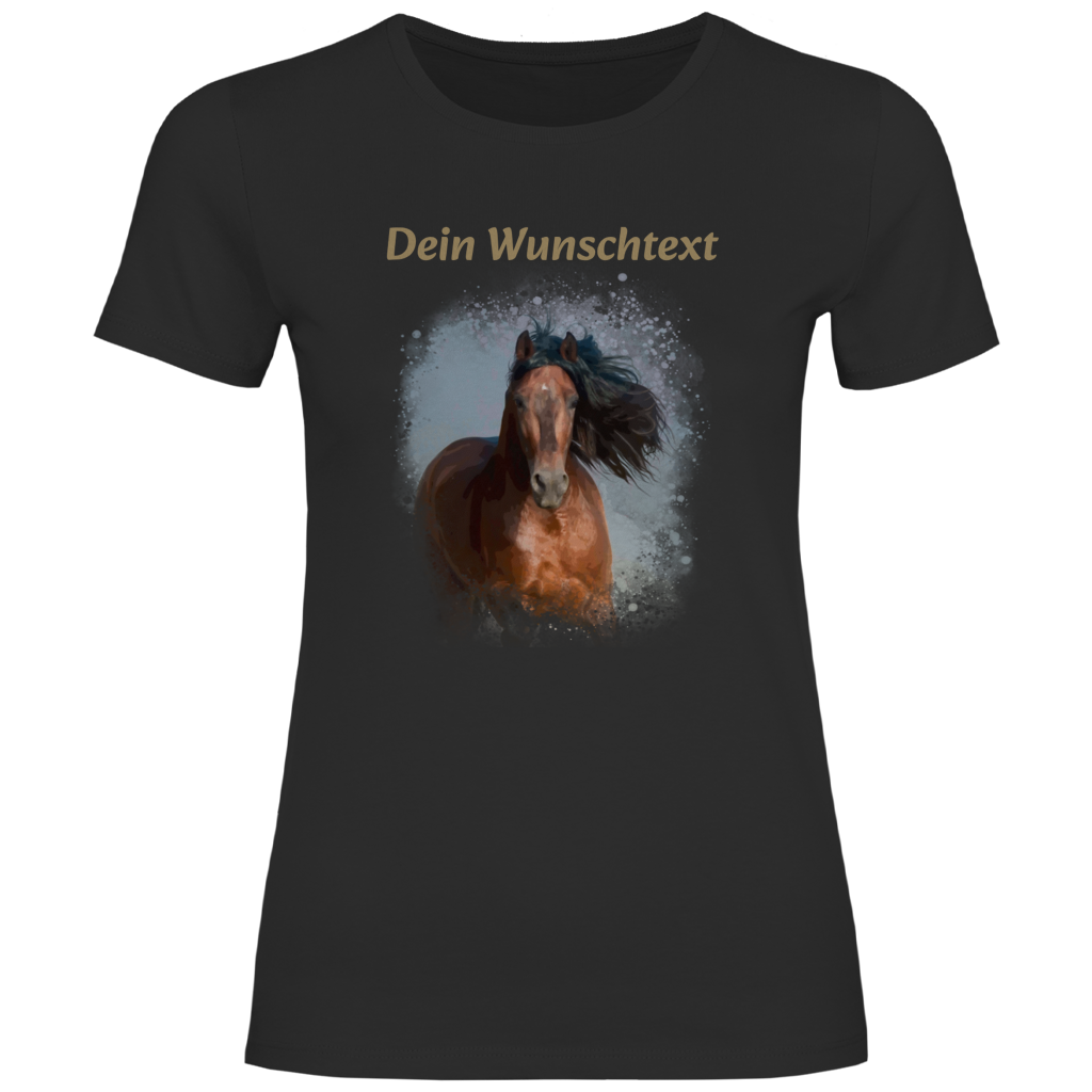 Personalisiertes Pferde T-Shirt für Damen mit Foto – Aquarell Motiv