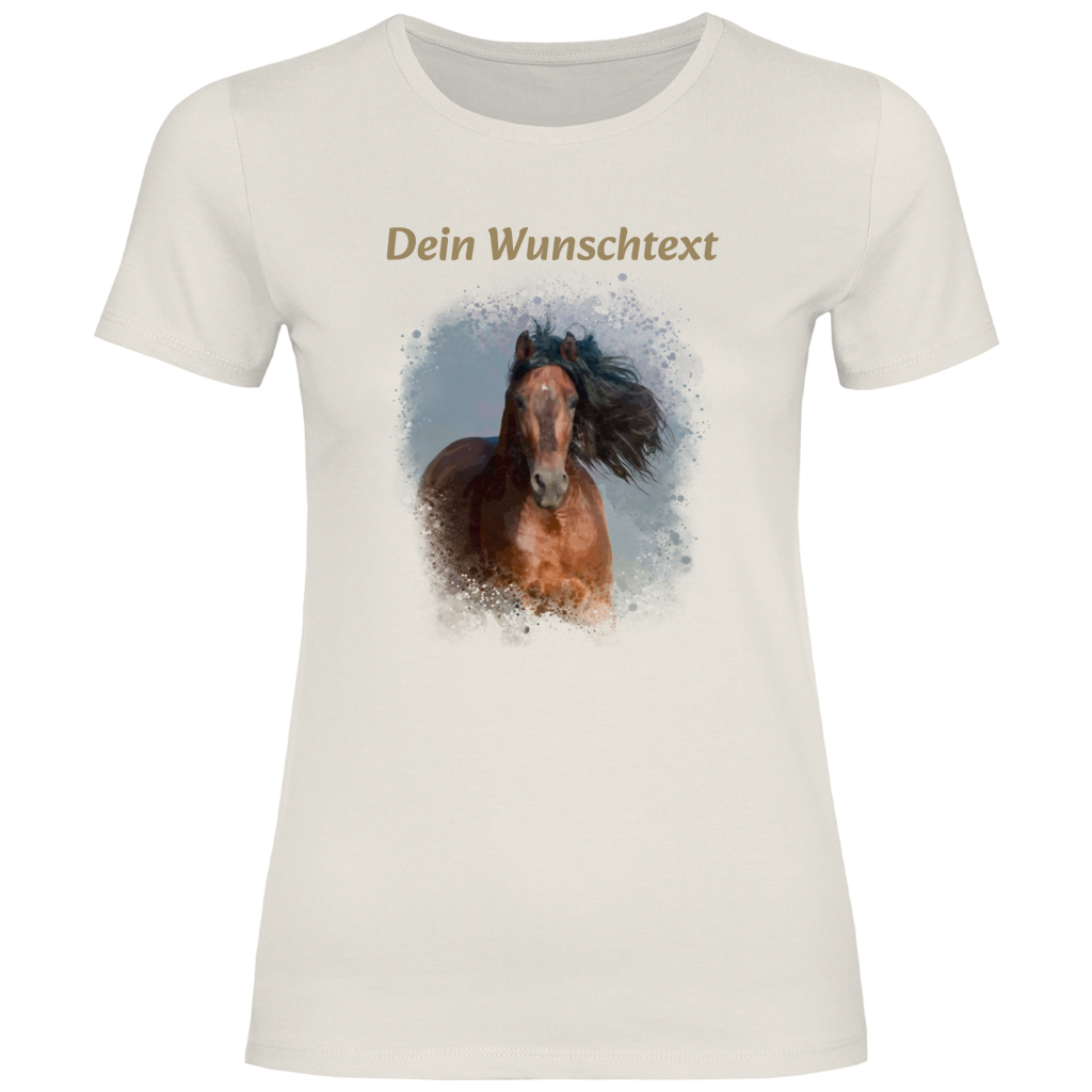 Personalisiertes Pferde T-Shirt für Damen mit Foto – Aquarell Motiv