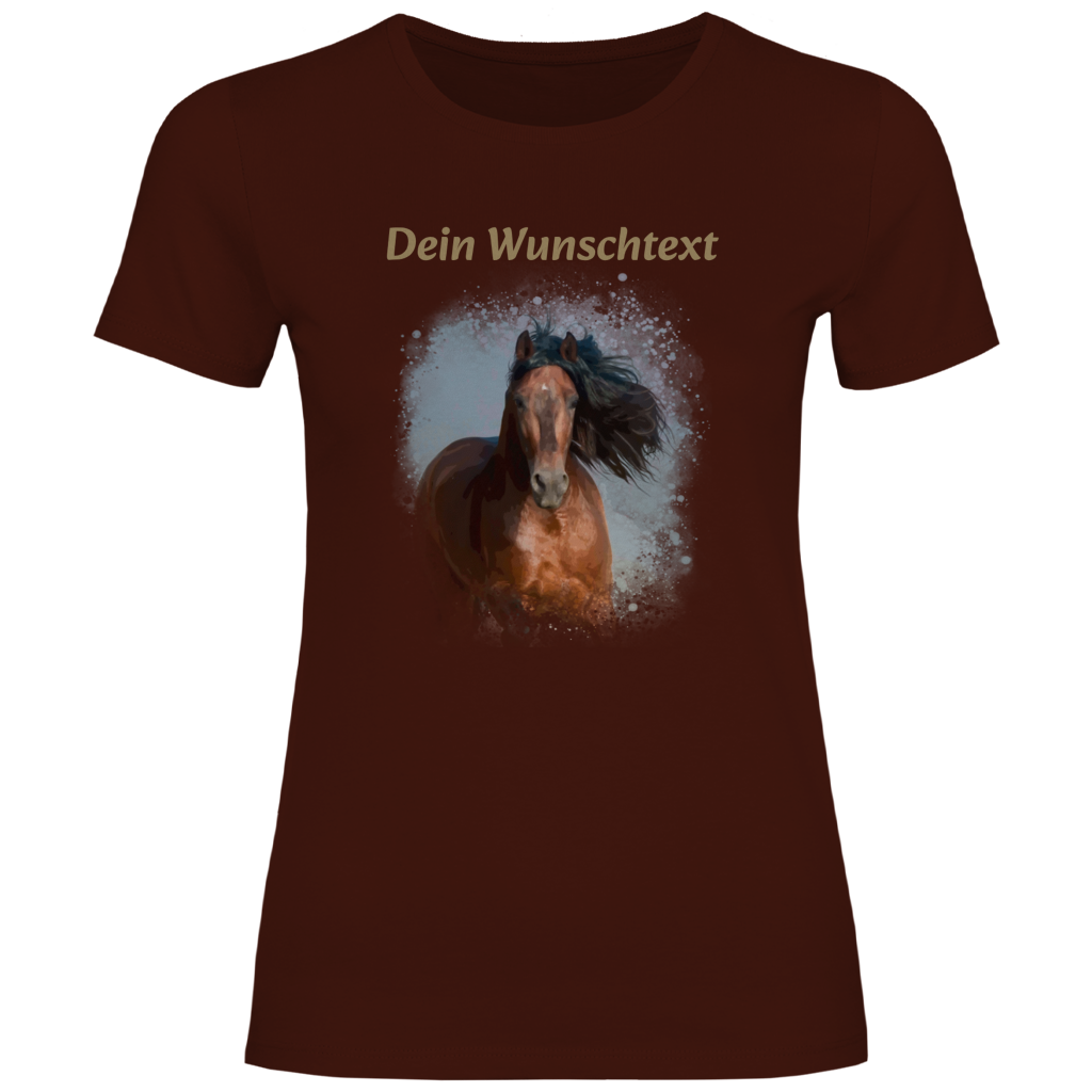 Personalisiertes Pferde T-Shirt für Damen mit Foto – Aquarell Motiv