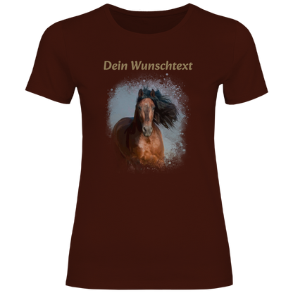 Personalisiertes Pferde T-Shirt für Damen mit Foto – Aquarell Motiv