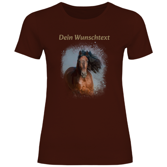 Personalisiertes Pferde T-Shirt für Damen mit Foto – Aquarell Motiv