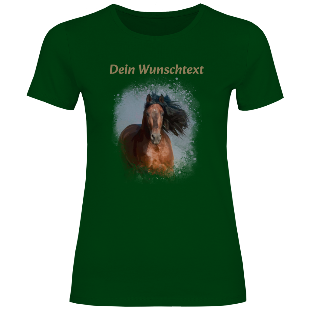 Personalisiertes Pferde T-Shirt für Damen mit Foto – Aquarell Motiv