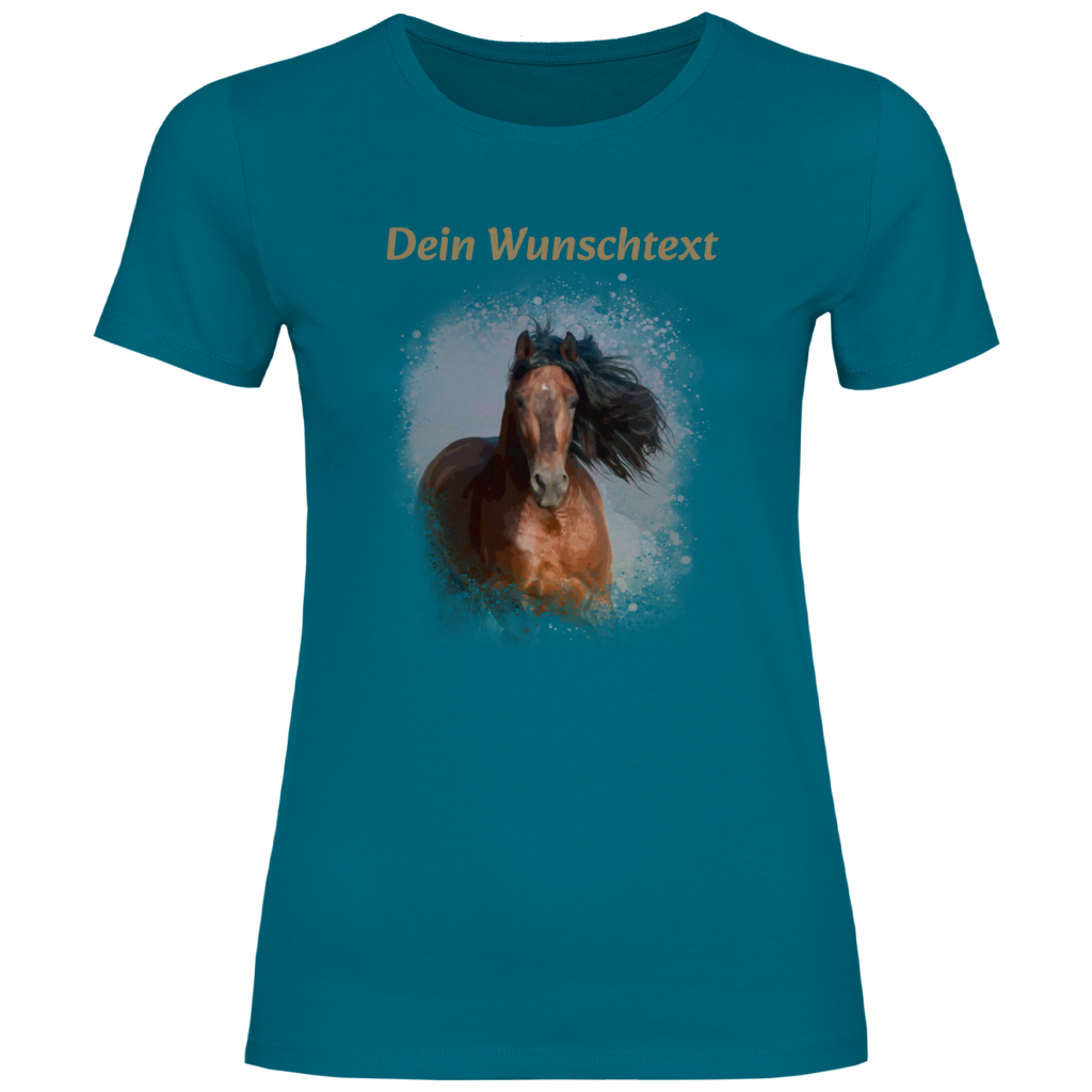 Personalisiertes Pferde T-Shirt für Damen mit Foto – Aquarell Motiv