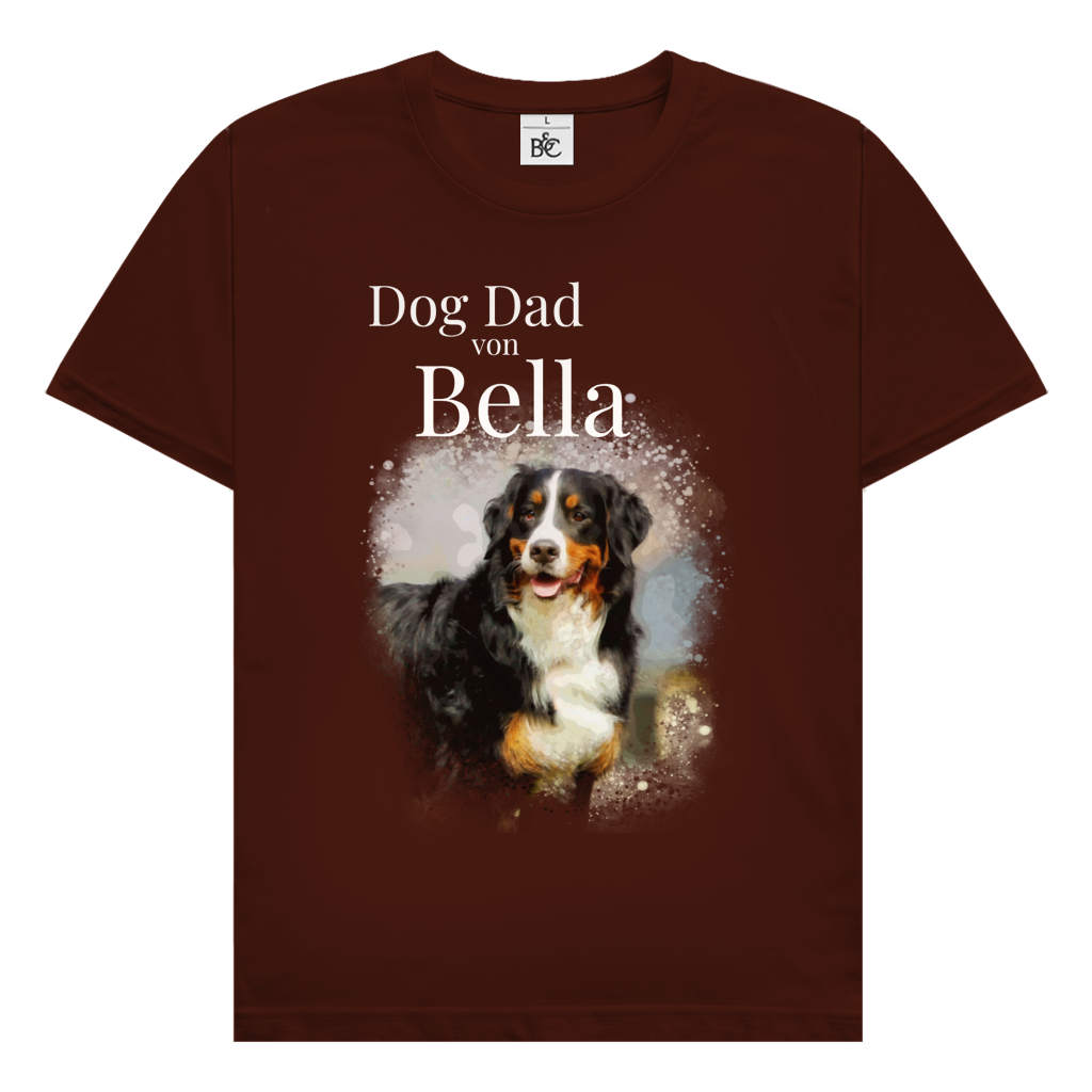 Personalisiertes Dog Dad T-Shirt mit deinem Hund | Foto Aquarell Shirt für Herren