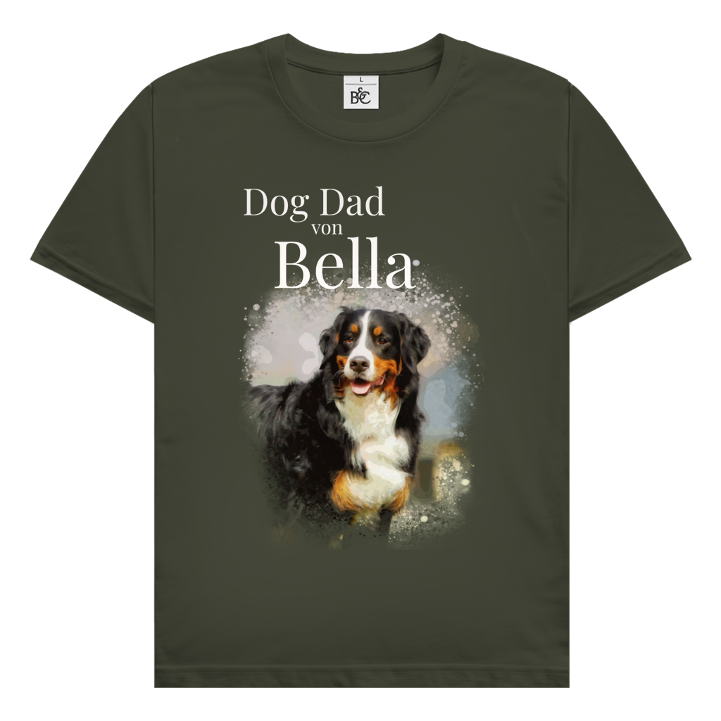 Personalisiertes Dog Dad T-Shirt mit deinem Hund | Foto Aquarell Shirt für Herren