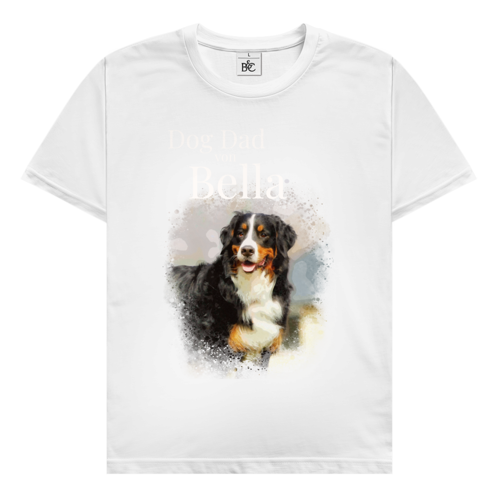 Personalisiertes Dog Dad T-Shirt mit deinem Hund | Foto Aquarell Shirt für Herren