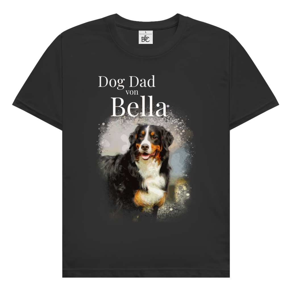 Personalisiertes Dog Dad T-Shirt mit deinem Hund | Foto Aquarell Shirt für Herren