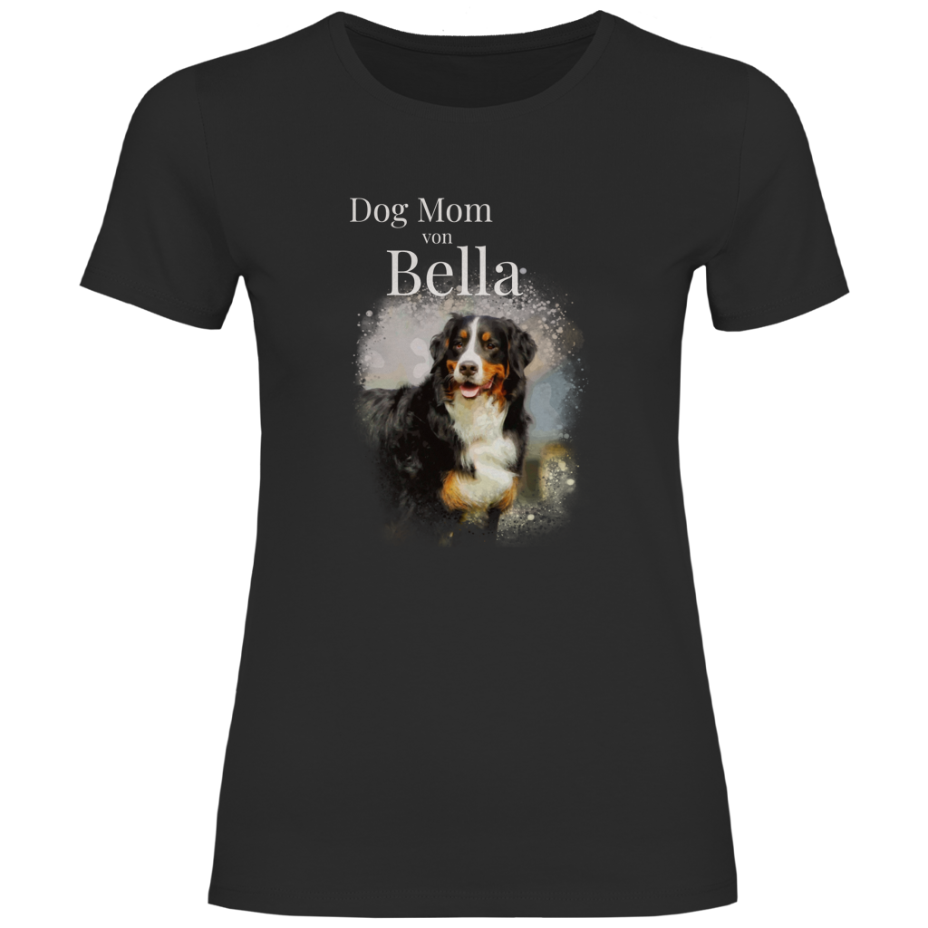 Personalisiertes Dog Mom T-Shirt mit deinem Hund  | Foto Aquarell Shirt für Damen